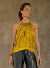 Load image into Gallery viewer, IZI SILK HALTER TOP Kari Old Gold