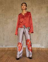 Load image into Gallery viewer, Quarzia Knot Pant-decorative hand painted batik motif handcrafted from silk-Kubis Steel Grey-made by artisans in Bali