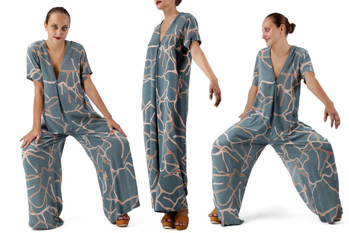 Dora grey Jumpsuit is silk galore!