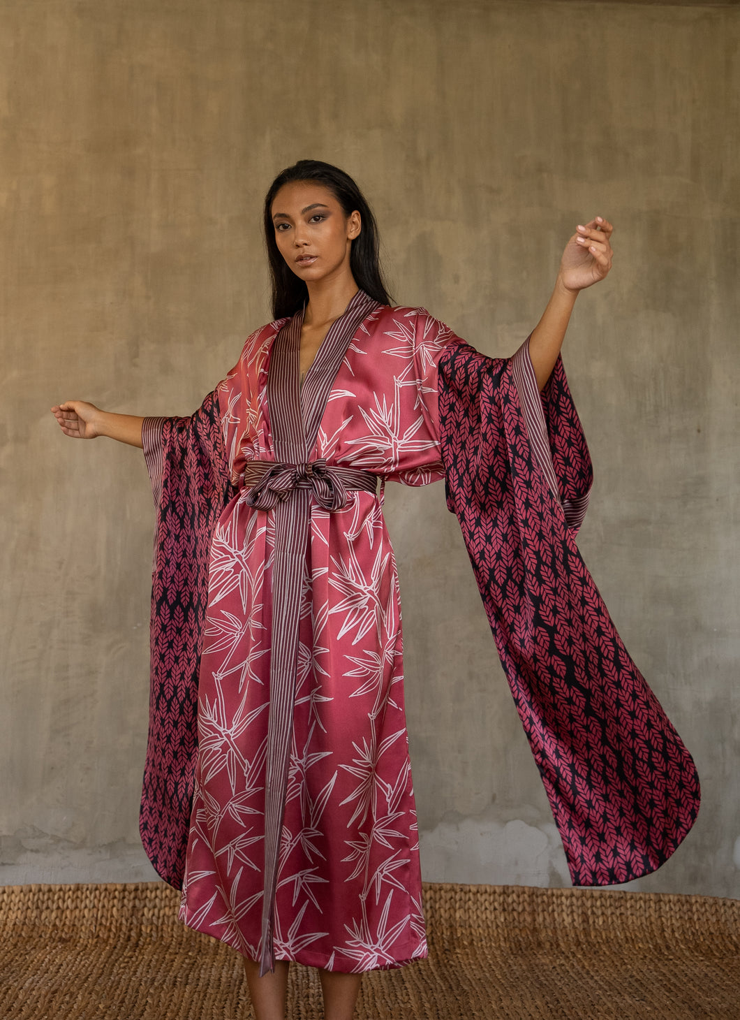 KABUKI SILK KIMONO Dusty Rose mix