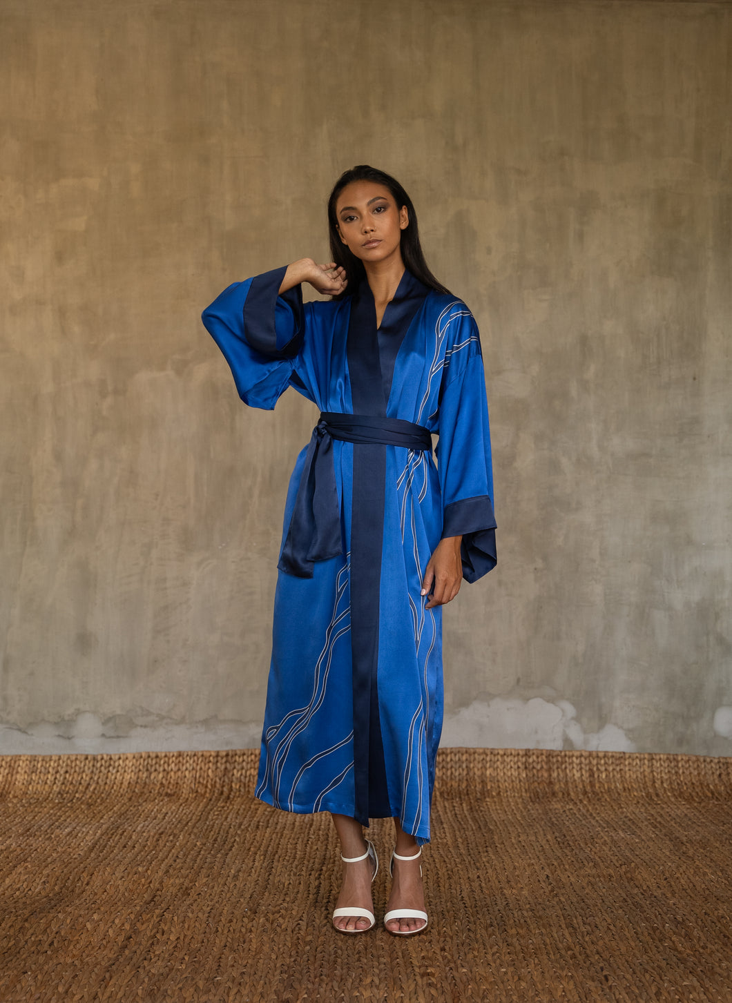 KINTSUGI SILK KIMONO Nautical blue