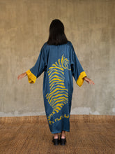 Load image into Gallery viewer, TIGER SILK KIMONO Moroccan Blue
