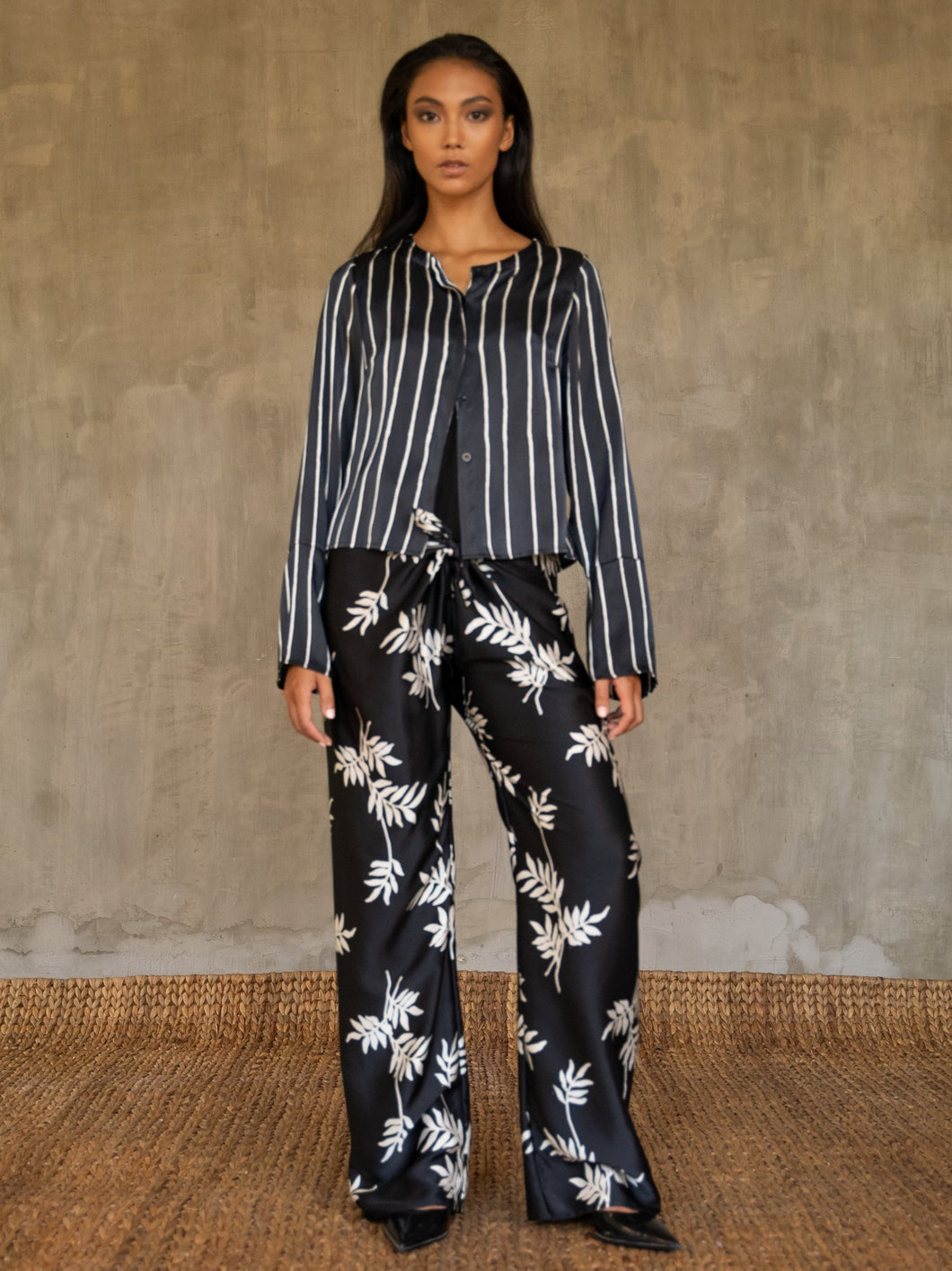 KNOT SILK PANT DEDAUN black&white