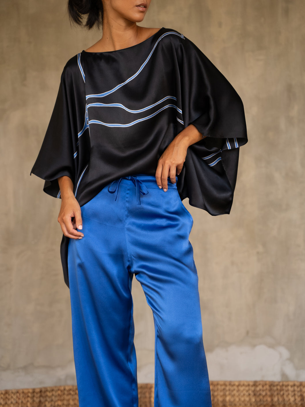 IVANA SILK PANT Nautical blue