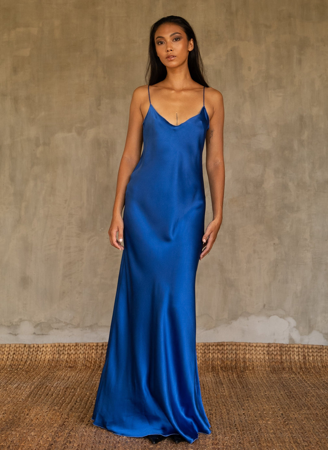 LIDO SILK LONG DRESS Nautical Blue