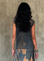 sleeveless silk top grey 