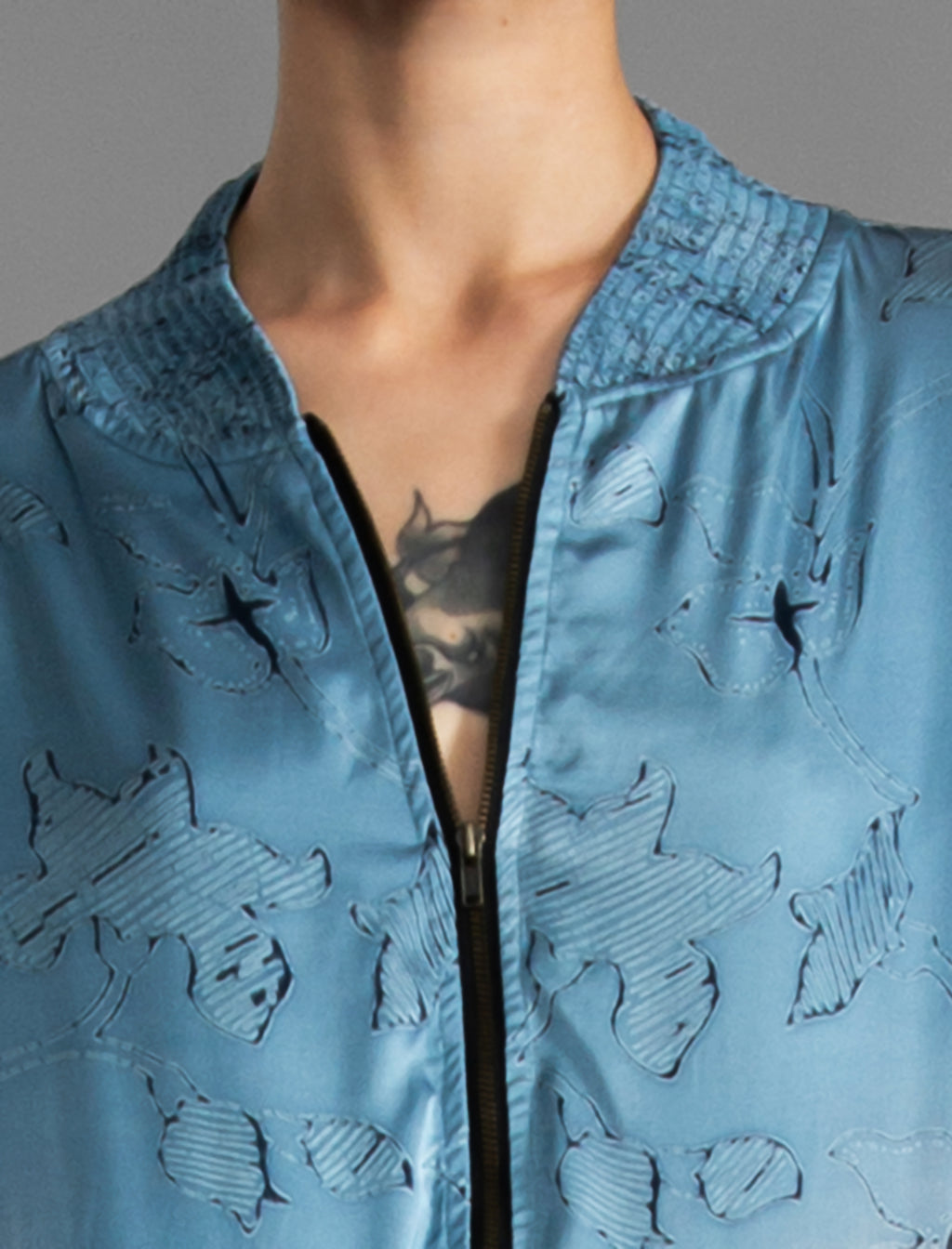 The classic Bomber Jacket reimagined in soft rayon batik. This cool jacket features elasticated cuffs at the wrists and hem for a secure, tailored fit. 