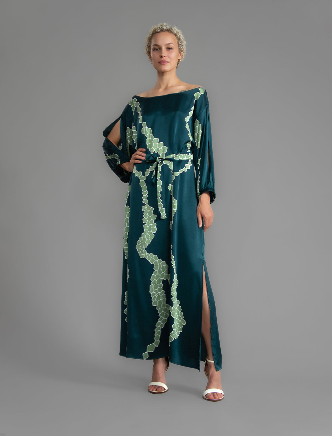 Laguna Silk Dress Macrosnake Teal