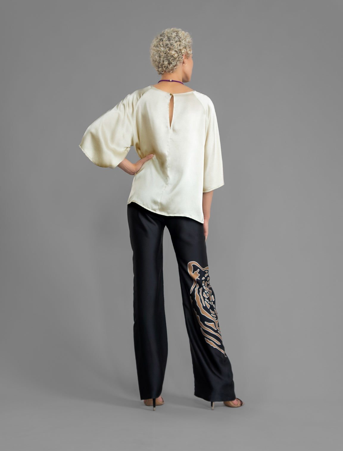 Knot Silk Pant Tiger Black
