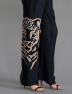 Knot Silk Pant Tiger Black