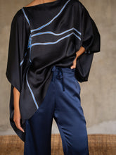 Load image into Gallery viewer, Quarzia luxury relaxed Ivana Pant-handmade from premium silk-Plain Estate Blue-crafted by Balinese artisans
