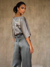 Load image into Gallery viewer, Quarzia luxury relaxed Ivana Pant-handmade from premium silk-Plain Steel Grey-crafted by Balinese artisans

