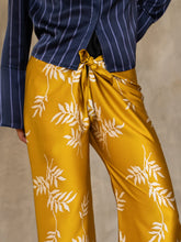 Load image into Gallery viewer, Quarzia luxury decorative Knot Pant-hand painted handmade from premium silk-Dedaun Old Gold &amp; White-crafted by artisans in Bali
