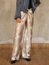 Load image into Gallery viewer, Quarzia luxury decorative Knot Pant-hand painted handmade from premium silk-Dedaun Sable &amp; White-crafted by artisans in Bali
