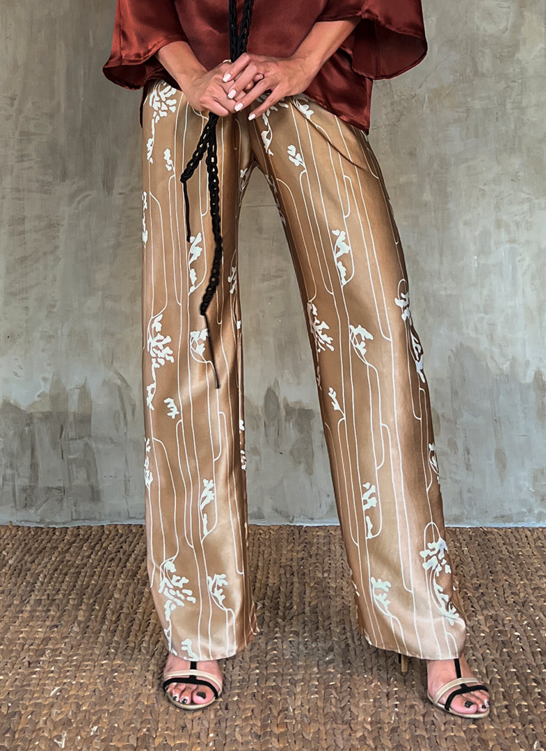 Quarzia Knot Pant-hand painted handcrafted silk batik-Lost Biscotti-made by artisans in Bali