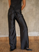 Load image into Gallery viewer, Quarzia luxury timeless Knot Pant- handcrafted from premium silk-Plain Black-crafted and coloured by artisans in Bali
