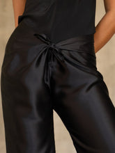 Load image into Gallery viewer, Quarzia luxury timeless Knot Pant- handcrafted from premium silk-Plain Black-crafted and coloured by artisans in Bali
