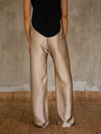 Quarzia luxury timeless Knot Pant- handcrafted from premium silk-Plain Sable-crafted and coloured by artisans in Bali