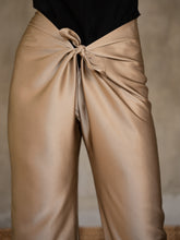 Load image into Gallery viewer, Quarzia luxury timeless Knot Pant- handcrafted from premium silk-Plain Sable-crafted and coloured by artisans in Bali
