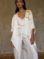 Quarzia luxury timeless Knot Pant- handcrafted from premium silk-Plain White-crafted and coloured by artisans in Bali