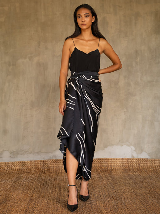 Quarzia artisanal silk hand-painted sarong as a modern batik by Bali artisan