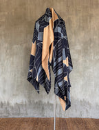 unique hand-painted silk batik fabrics with tropical leafs pattern