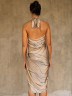 handcrafted batik resort wear silk sarong beige and grey made in Bali