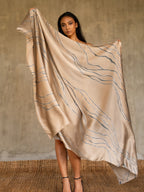 handcrafted batik resort wear silk sarong beige and grey made in Bali