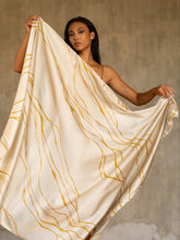 Load image into Gallery viewer, pure silk satin sarong beige and yellow color made in Bali
