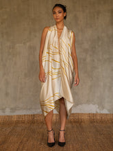 Load image into Gallery viewer, pure silk satin sarong beige and yellow color made in Bali
