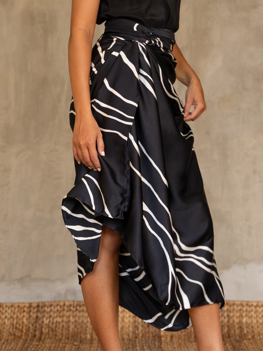silk hand-painted sarong as a modern batik by Bali artisan