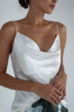 Load image into Gallery viewer, silk satin lido top in white plain color

