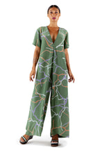 Load image into Gallery viewer, DORA SILK JUMPSUIT abstract oil-green
