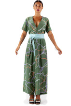 Load image into Gallery viewer, DORA SILK JUMPSUIT abstract oil-green
