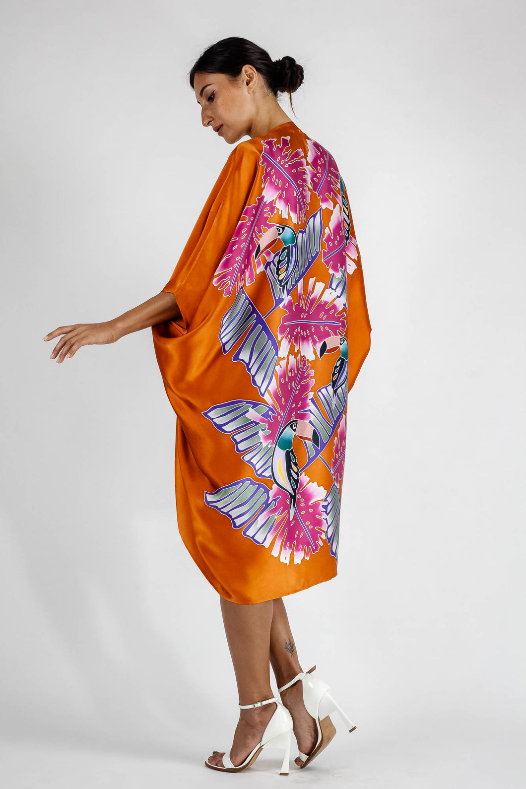 SILK OPEN KAFTAN TUKI Burnt-Orange