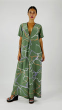 Load and play video in Gallery viewer, DORA SILK JUMPSUIT abstract oil-green
