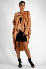 Load image into Gallery viewer, Quarzia luxury decorative Open Kaftan with three-quarter length sleeves-hand painted graphic motif handcrafted from premium silk-Tiger Hazel-crafted by artisans in Bali
