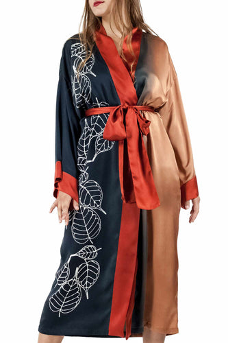 Quarzia silk kimono lilac black orange