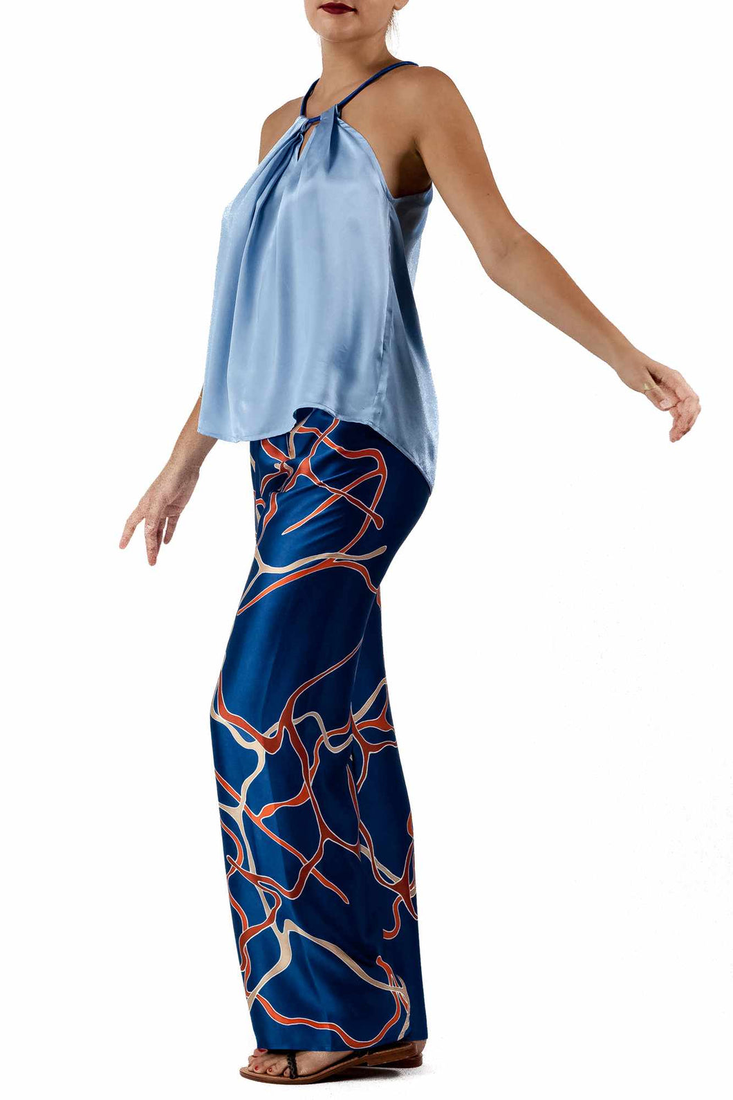 knot silk pant abstract classic-blue