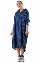Load image into Gallery viewer, maxi shirt cotton dress big-stripes classic-blue
