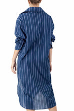 Load image into Gallery viewer, maxi shirt cotton dress big-stripes classic-blue
