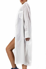 Load image into Gallery viewer, maxi shirt cotton dress plain white
